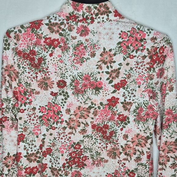 Laura Ashley Floral Print Half Zip Athletic Top Size Large - Picture 7 of 8